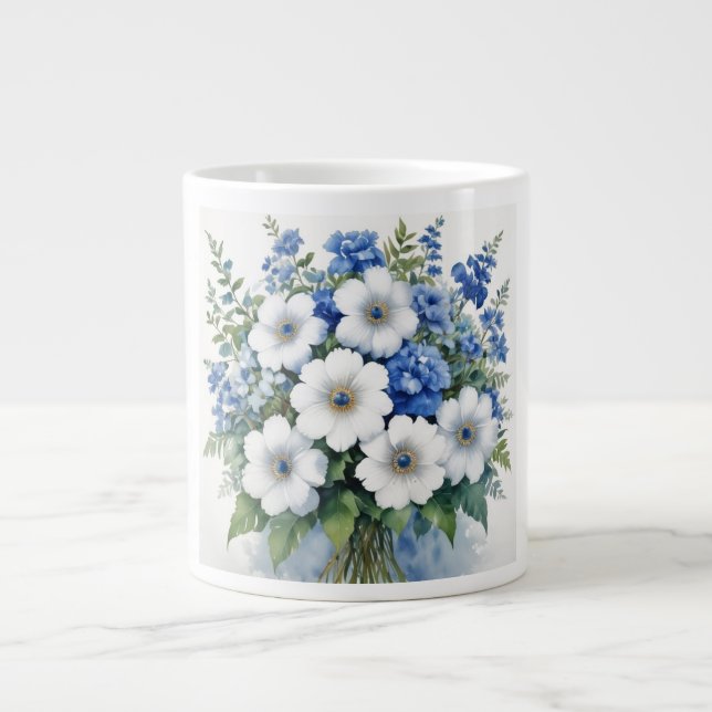 Flowers Elegant Vattenfärg Jumbo Mugg (Framsidan)