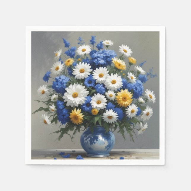 Flowers Elegant Vattenfärg Pappersservett (Framsidan)