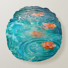 Flowers Floating on Water  Rund Kudde