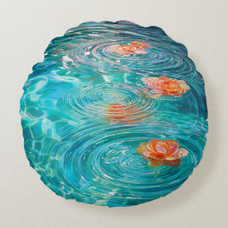 Flowers Floating on Water  Rund Kudde