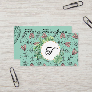 Flowers & Foliage simple small business card Visitkort