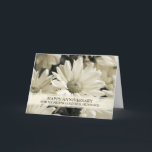 Flowers Friend och Hennes Make-årsdag Kort<br><div class="desc">Lycklig bröllop-årskort för vän och hennes make med söt vita blommor av vintage och hjärtlig vers.</div>