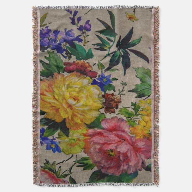 Flowers fulcolor texture Jacquard tapestry Filt (Framsidan Vertikal)
