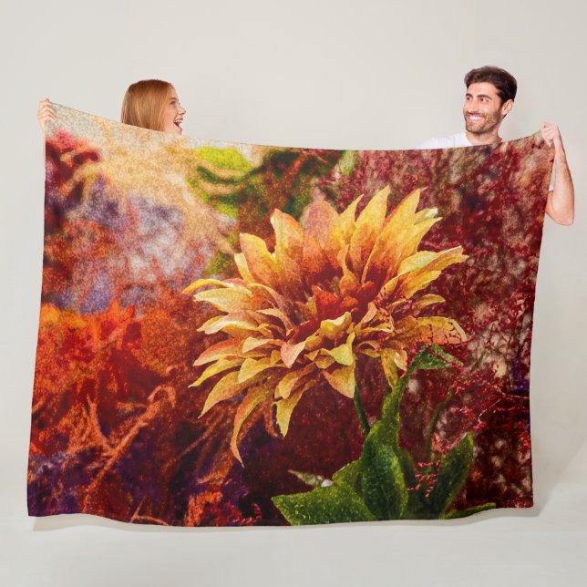 Flowers fulcolors woven blanket Jacquard Fleecefilt (På plats)