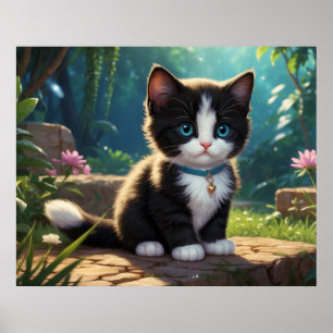*~* Flowers Garden Kattunge 5:4 Kattdjuret Kitten Poster