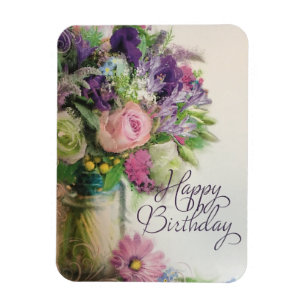 Flowers Grattis på födelsedagen Magnet
