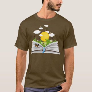 flowers growing from book Sticker addicted to read T Shirt