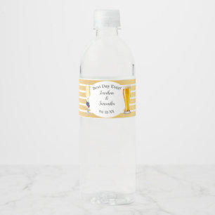 Flowers Guld Bubbles & Brews Bröllop Vattenflaska Etikett