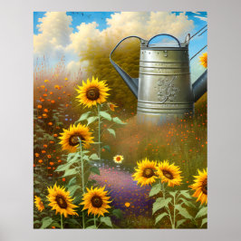 Flowers gult rosa Wating can Poster