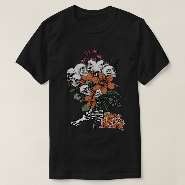Flowers Happy halloween T Shirt (Design framsida)