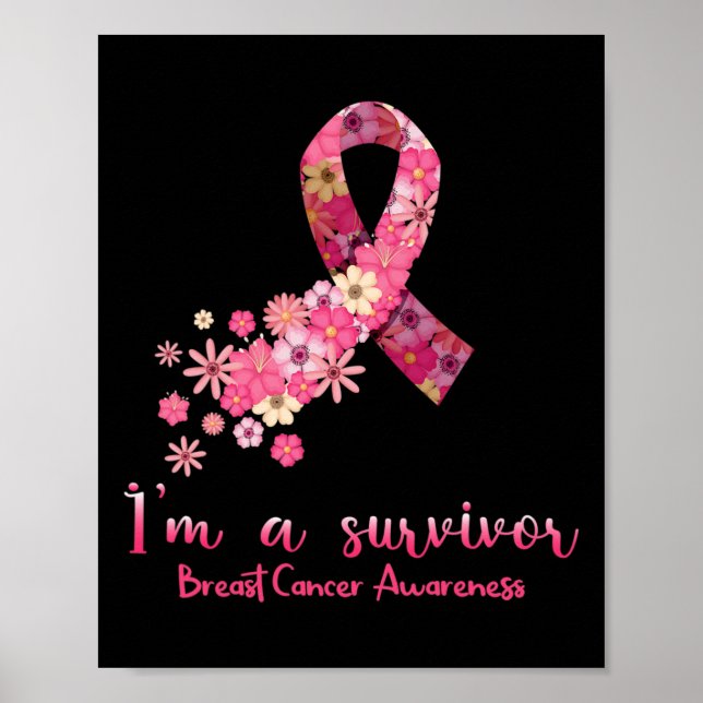 Flowers Heart I är en Survivor Breast Cancer Aware Poster (Framsidan)