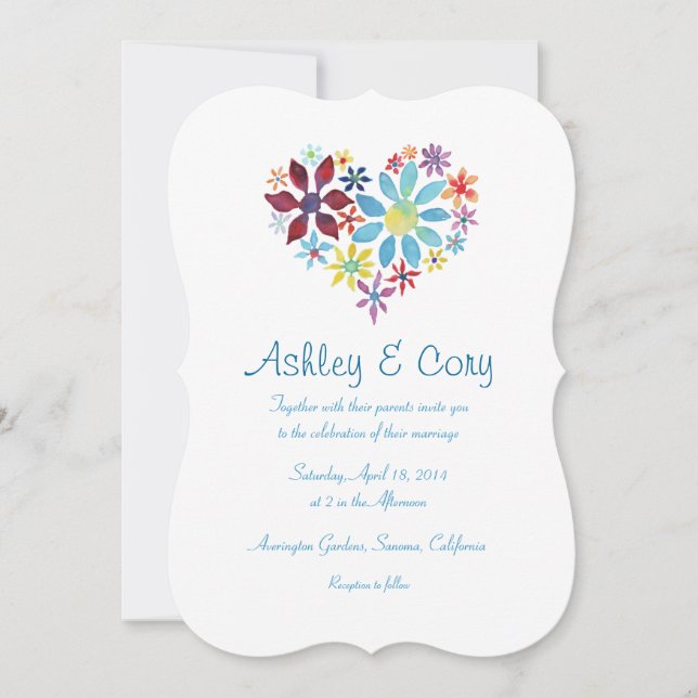 Flowers hjärta inbjudningar (Framsida)