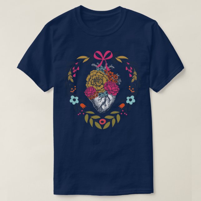 Flowers hjärta t shirt (Design framsida)