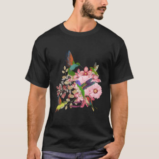 Flowers Hummingbird Blommigt Bird Animal Hummingbi T Shirt