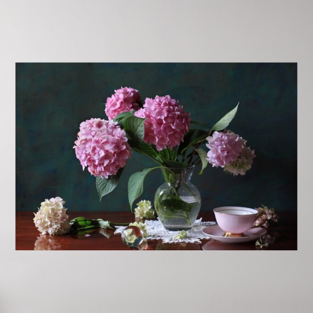 Flowers | Hydrangeas in Vase Poster (Framsidan)