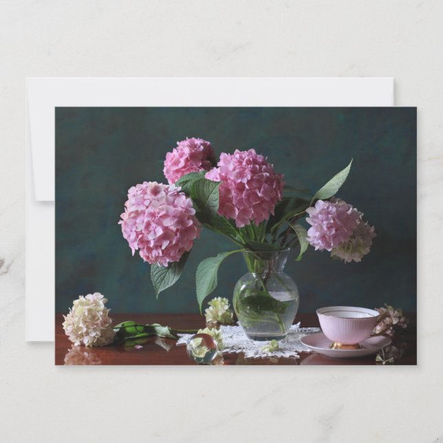 Flowers | Hydrangeas in Vase Tack Kort (Framsida)