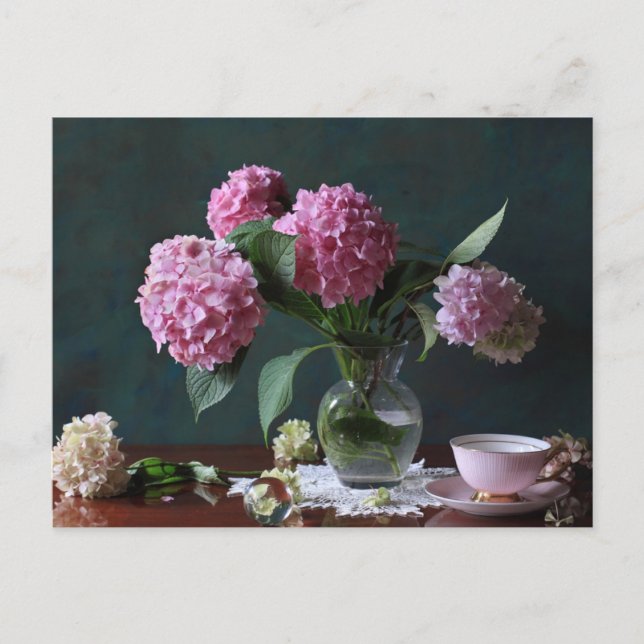 Flowers | Hydrangeas in Vase Vykort (Framsida)