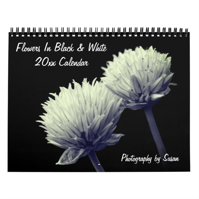 Flowers In Black And White Kalender (Omslag)