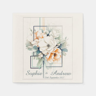 Flowers in Cube-Frame:Personalized Wedding Napkins Pappersservett