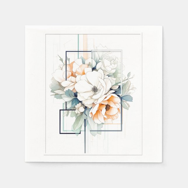 Flowers in Cube-Frame: Wedding Napkins Pappersservett (Framsidan)