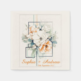 Flowers in orange Cube-Frame: Wedding Napkins Pappersservett