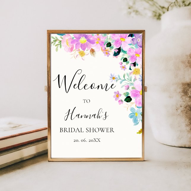 Flowers in pink tones boho Bridal Shower Poster (Skapare uppladdad)