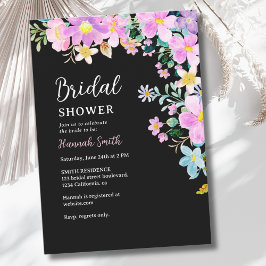 Flowers in pink tones boho summer Bridal Shower Inbjudningar
