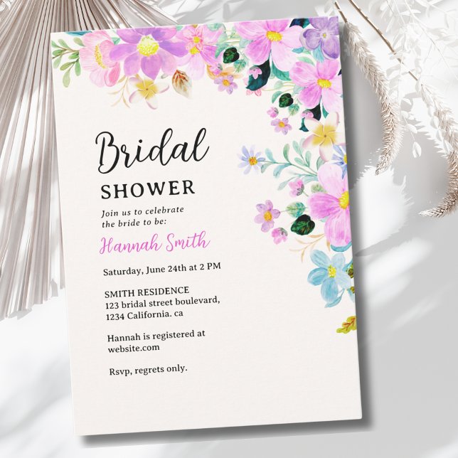 Flowers in pink tones boho summer Bridal Shower Inbjudningar (Skapare uppladdad)