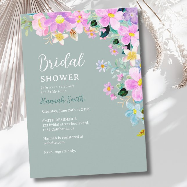 Flowers in pink tones boho summer Bridal Shower Inbjudningar (Skapare uppladdad)