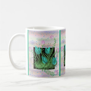 Flowers in the Wall, Teal Personlig Kopp