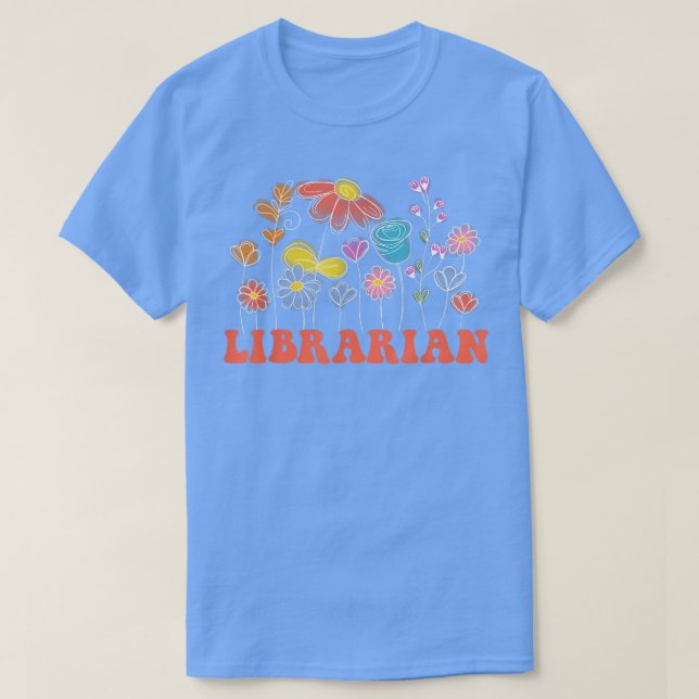Flowers Kärlek bibliotekarieräkning Back to school T Shirt (Design framsida)