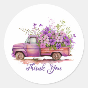 Flowers Lastbil Tack Stickers Runt Klistermärke