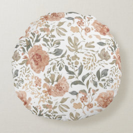 Flowers Line Mönster Rounds Pillowcase Rund Kudde