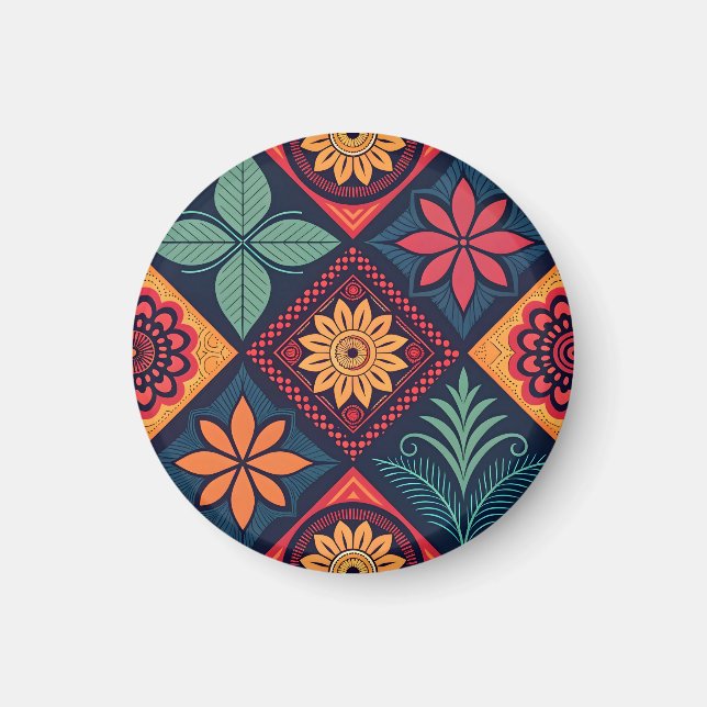 Flowers Magic Mönster Magnet (Framsidan)