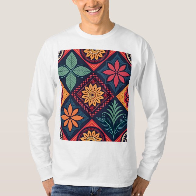 Flowers Magic Mönster T Shirt (Framsida)