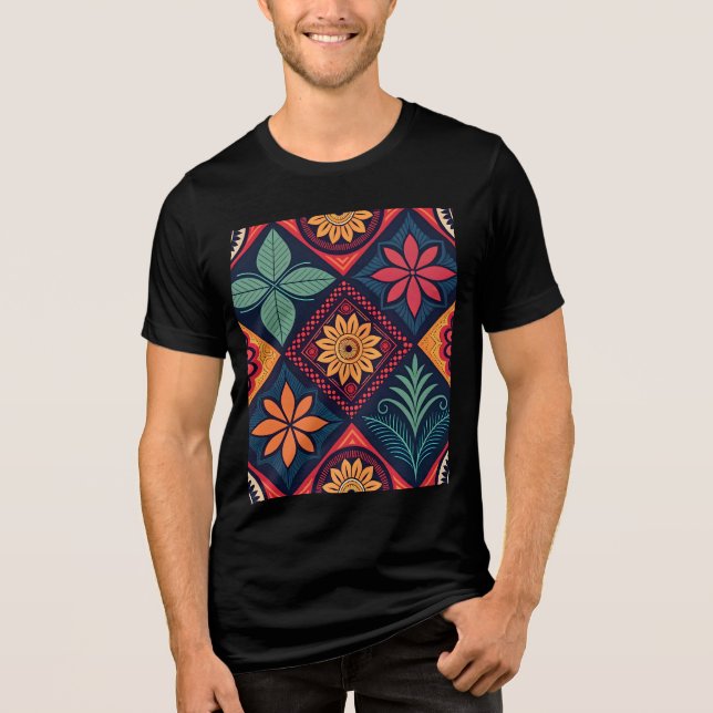 Flowers Magic Mönster T Shirt (Framsida)