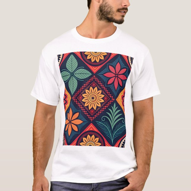 Flowers Magic Mönster T Shirt (Framsida)