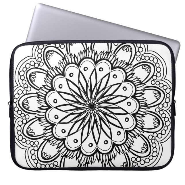 Flowers mandala hand teckning laptop fodral (Framsidan)