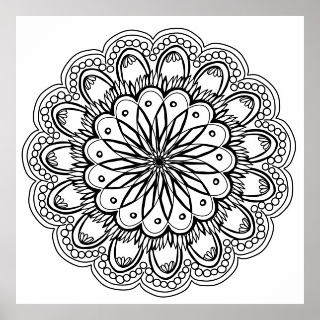 Flowers mandala hand teckning poster (Framsidan)