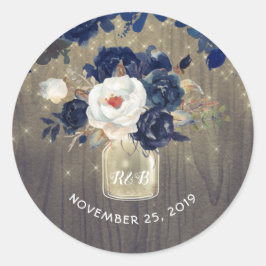 Flowers Mason Burk Rustic Bröllop Runt Klistermärke