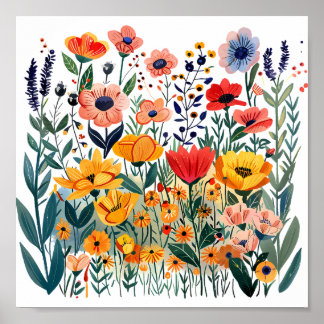 Flowers Meadow Botanical Wildblomma Poster