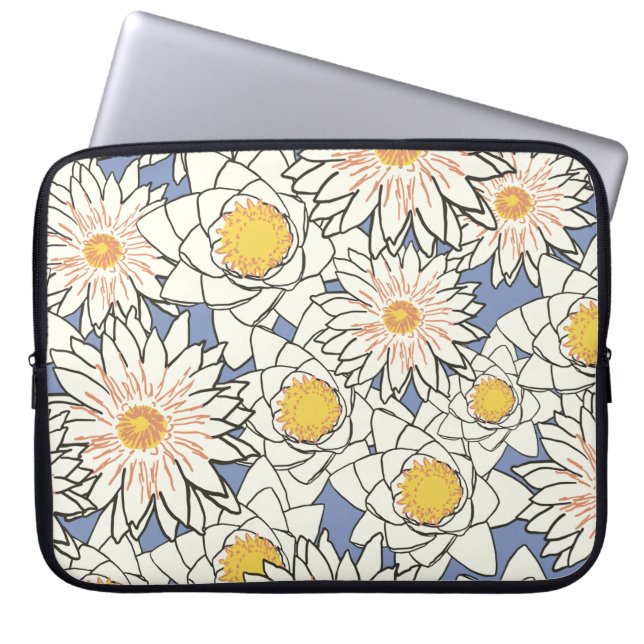 Flowers mönster lotus lily laptop fodral (Framsidan)