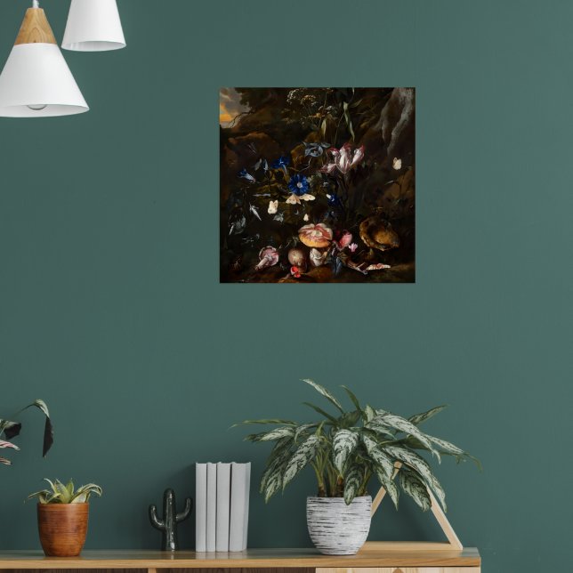 Flowers mushrooms butterflies frog & Snake Poster (Vardagsrum 1)