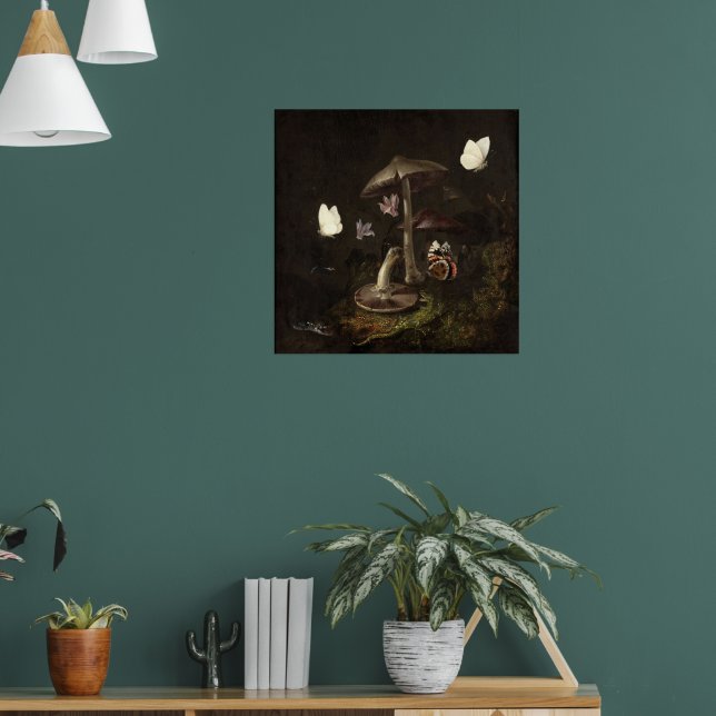 Flowers mushrooms butterflies lizard & Snake Poster (Vardagsrum 1)