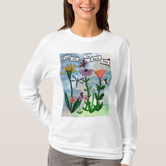 Flowers Musik noter och Joy Artwork T Shirt (Framsida)