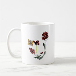 Flowers Nature Art Butterfly Poppy Kaffemugg