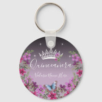 Flowers och Butterfly Princess Quinceanera Keychai