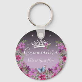 Flowers och Butterfly Princess Quinceanera Keychai Nyckelring