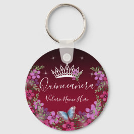 Flowers och Butterfly Princess Quinceanera Nyckelring