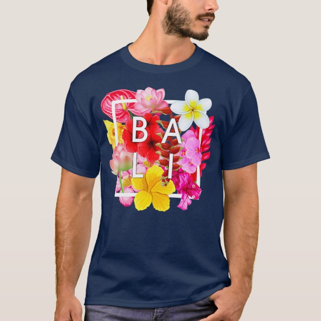 Flowers of Bali Word Art  Bali Indonesia T Shirt (Framsida)